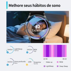 Smartwatch PEJE Relógio Smartwatch com Pulseira Extra - Tela Touch HD 1.28",À Prova d'Água IP68,Faz Chamadas Bluetooth,123+ Modos Esportivos,Bateria de 5-7 Dias,Compatível com iOS/Android.(Preto) | Tela HD de 1,28”, IP68, Bateria de 3–7 dias, Notificações, Música, Clima, iOS/Android, Uso Simples e Rápido,Preto - Imagem 5