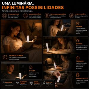 Luz de Leitura para Livro LED Recarregável USB | Luminária com Clip para Livros | 3 Modos de Luz Quente Neutra e Fria | Brilho Ajustável | Ideal para Leitura Noturna e Estudos - Imagem 8