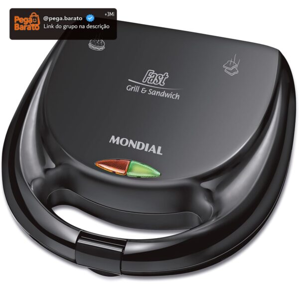 MONDIAL Sanduicheira Fast Grill & Sandwich, Preto, 750W, 110V - S-12