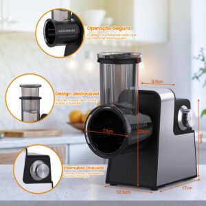 Ralador Elétrico 5 em 1 Profissional Cortador de Legumes Eletrico, 300W, Aço Inoxidável, Ralador de legumes eletrico, 220v, Ideal Para Cozinhas Domésticas e Pequenos Restaurantes - Imagem 2