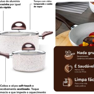 Jogo de Panelas Brinox Ceramic Life 6 Peças | Antiaderente, Smart Plus, Vanilla - Imagem 3
