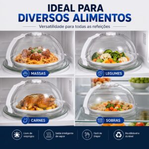 Tampa Anti-Respingo para Micro-ondas com Válvula de Vapor, Protetor Transparente para Aquecer Alimentos sem Sujeira, Reutilizável, Fácil de Limpar, Proteção Contra Respingo e Odor - Imagem 7