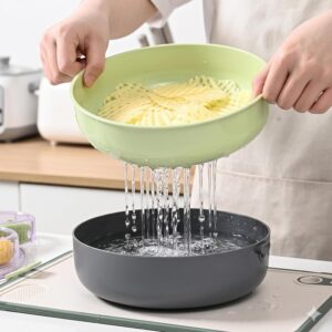 Cortador e Fatiador de Legumes Multifuncional 9 em 1, Ralador Mandoline com Cesto Escorredor e Recipiente, Lâminas de Aço Inox Intercambiáveis e Protetor de Mãos, Cores Variadas - Imagem 4