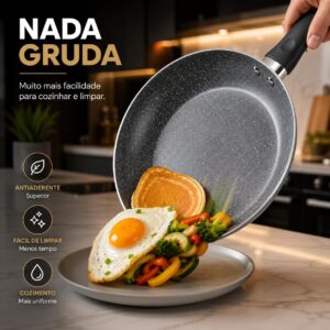 Frigideira Cerâmica Premium Antiaderente Indução Gás Elétrico Cabo Baquelite Silicone Premium Saudável Sem Óleo Alta Durabilidade Fácil Limpeza Panela Antiaderente Profissional Cozinha Moderna - Imagem 2