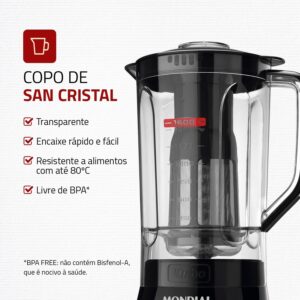 MONDIAL Liquidificador Turbo Power, Preto, 550W, 220V - L-99 FB - Imagem 5