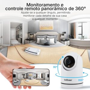 Câmera de Segurança Wi-Fi Interna, Câmera Inteligente com Rotação 360°, 2MP Full HD, Visão Noturna Colorida, Detecção de Movimento Humano, Áudio Bidirecional, Seguimento Automático - Imagem 4