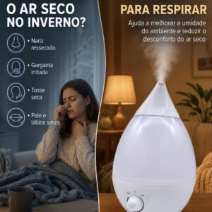 Umidificador De Ar Ultrassônico 2,6L Com Led 7 Cores, Bico Direcional, Controle De Névoa, Até 10H De Autonomia, Bivolt, Silencioso, Com Canetinhas E Adesivos Para Personalização Infantil - Imagem 5