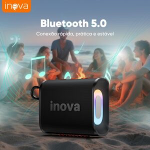 Caixa de Som, inava, Go-4 Pro, Bluetooth, Portátil,12h de reprodução, À Prova D'água IP67, Luzes RGB, TWS/FM/USB/TF(preto) - Imagem 7