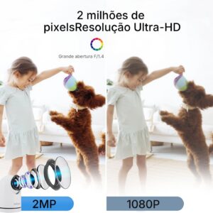 Câmera de Segurança Wi-Fi Interna, Câmera Inteligente com Rotação 360°, 2MP Full HD, Visão Noturna Colorida, Detecção de Movimento Humano, Áudio Bidirecional, Seguimento Automático - Imagem 3