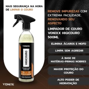 Kit Limpeza Interna Completa Hidratante Restaurador de Couro Hidracouro Limpa Couro Higicouro Limpador Bactericida Sintra Fast Revitalizador Plásticos Internos Intense 500ml Vonixx - Imagem 3