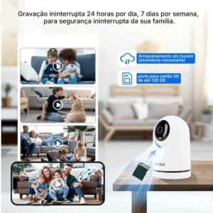 Câmera de Segurança Wi-Fi Interna, Câmera Inteligente com Rotação 360°, 2MP Full HD, Visão Noturna Colorida, Detecção de Movimento Humano, Áudio Bidirecional, Seguimento Automático - Imagem 8