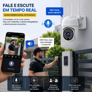 Câmera de Segurança WiFi Externa Full HD 1080P PTZ 355° 2 Antenas, Visão Noturna, Áudio Bidirecional, Rastreamento Automático, IP66, Acesso pelo Celular, Compatível com Cartão até 128GB - Imagem 6