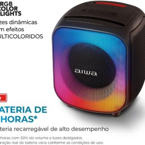 Caixa de Som PartyBox AIWA PB-07 Bluetooth 8H RGB USB TWS Preto - Imagem 7