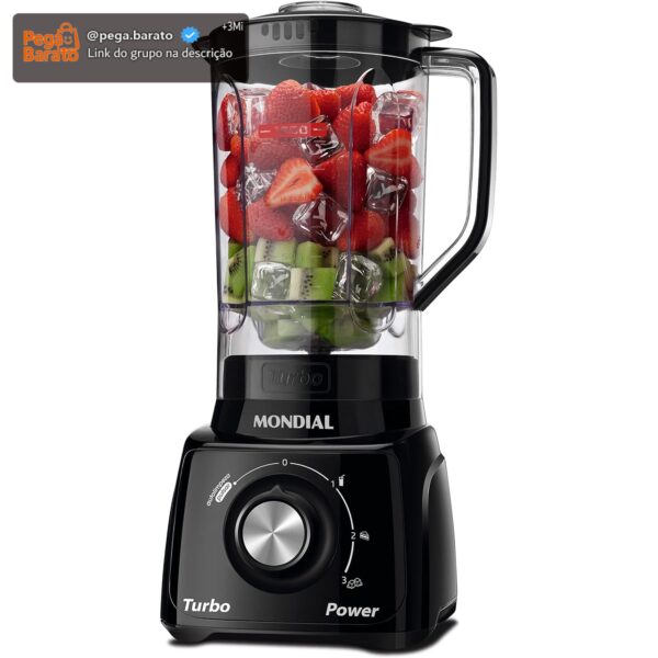 MONDIAL Liquidificador Turbo Power, Preto, 550W, 220V - L-99 FB