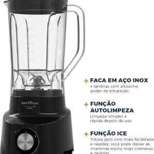 Liquidificador Britânia 2,6L 4 Velocidades Diamante 1100 PR 220V - Imagem 3