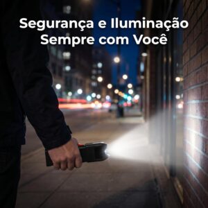 Lanterna Defesa Pessoal LED Tática 2 em 1 Recarregável Bivolt Alta Potência Dispositivo Segurança Portátil Uso Urbano Camping Emergência - Imagem 3