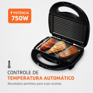MONDIAL Sanduicheira Fast Grill & Sandwich, Preto, 750W, 110V - S-12 - Imagem 6