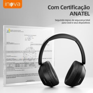Fone de Ouvido Bluetooth INAVA Headphone Bluethooth, Preto | 25h, Áudio Hi-Res, Headset com Microfone, ENC, Suitable for Travel, Home, and Office Use - Imagem 7
