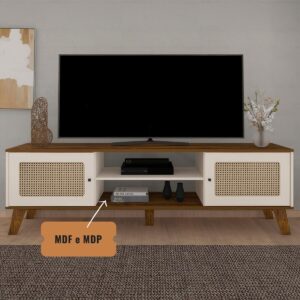 Rack para Tv ate 75" com 2 portas CHARLOTTE cor Pinho/Off White - Artely - Imagem 8
