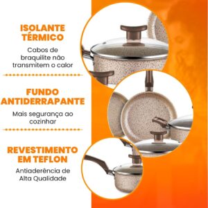 Jogo de Panelas 10 Peças Bianco Antiaderente com Tampa de Vidro - Imagem 3