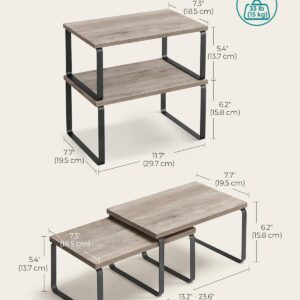 SONGMICS Prateleira Organizadora de Armário, Kit com 2 Prateleiras para Bancada de Cozinha, Suporte para Temperos, Metal e Madeira Engenheirada, Preto Tinta, Cinza, Bege Mesclado BRKCS020X02 - Imagem 3