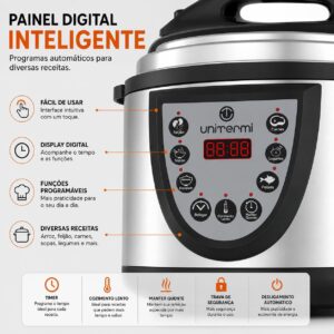 Panela de Pressão Elétrica Digital 4L 220V Inox Multifuncional com Timer Programável e Sistema de Segurança Inteligente - Imagem 4
