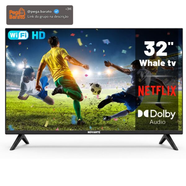 Smart TV LED 32 Polegadas HD Ready | Android Whale 10.0, Wi-Fi e Bluetooth, Dolby Atmos, Netflix e YouTube, 3x HDMI