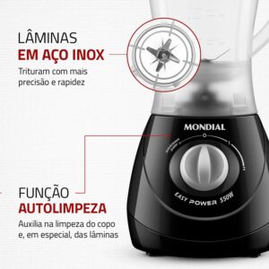 MONDIAL Liquidificador Easy Power, Preto, 550W, 110V - L-550-B - Imagem 7