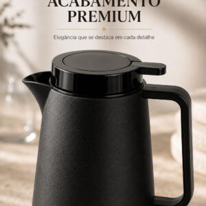 Garrafa Térmica 1L Preta para Café com Alça e Tampa Alavanca - Imagem 8