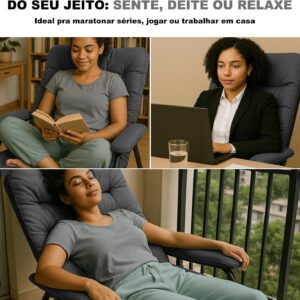 Poltrona Ergonomica Longue, 3 Posições, Poltrona do papai de praia Reclinavel Portátil Resistente para Sala de Estar/Sala de Jantar, Poltrona para sala de Estudo Suporta Até 80 kg - Imagem 6