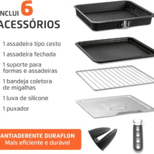 MONDIAL Fritadeira Air Fryer Forno Oven Digital 25L, Preto/Inox, 2000W, 110V - AFO-25L-BI - Imagem 6