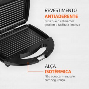 MONDIAL Sanduicheira Fast Grill & Sandwich, Preto, 750W, 110V - S-12 - Imagem 4
