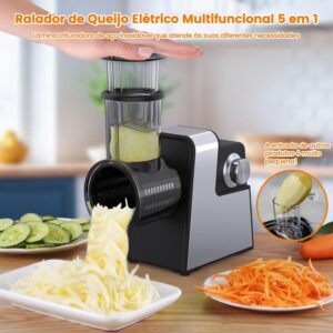 Ralador Elétrico 5 em 1 Profissional Cortador de Legumes Eletrico, 300W, Aço Inoxidável, Ralador de legumes eletrico, 220v, Ideal Para Cozinhas Domésticas e Pequenos Restaurantes - Imagem 7