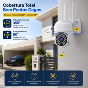 Câmera de Segurança WiFi Externa Full HD 1080P PTZ 355° 2 Antenas, Visão Noturna, Áudio Bidirecional, Rastreamento Automático, IP66, Acesso pelo Celular, Compatível com Cartão até 128GB - Imagem 2