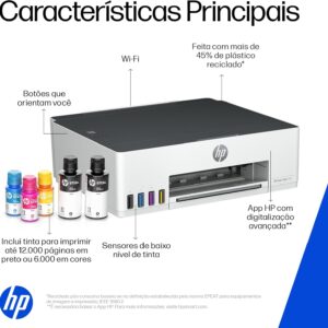 Impressora HP Smart Tank 210 com Tanque de Tinta Colorida - Com Wi-Fi - USB 2.0 de alta velocidade. Funções da impressora: Imprimir. Cor: Branco (3D4L5A) - Imagem 5