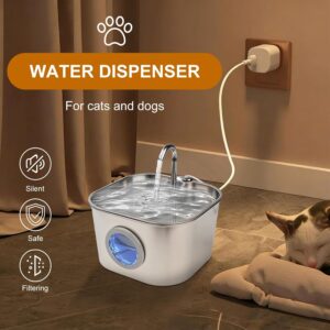 Fonte de Água pra Gato, Bebedouro para Gatos Silenciosa Inox Carvão Ativado LED Indicador Fonte De Água para Cães e Gatos (2,2L MG10) - Imagem 8