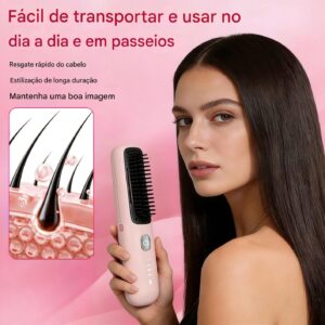 Mini Escova Alisadora de Cabelo Sem Fio, Portátil com 3 Níveis de Temperatura, Display LED, Aquecimento Rápido, Elimina Frizz - Imagem 5