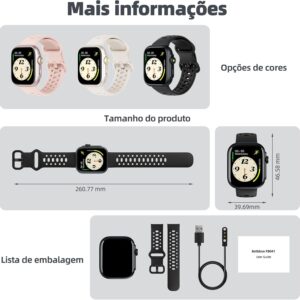 Bettdow Smartwatch GPS FB041, Relogio Smartwatch Feminino e Masculino,Tela HD de 1,85", Alexa, 100 Esportes,3ATM à rova d'água, Chamada Bluetooth, Compatível com Android iOS(Preto) - Imagem 7