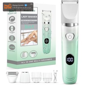 2 em 1 Aparador de biquíni para mulheres - barbeador elétrico indolor, IPX7 à prova d'água, Carregável, aplicável a biquíni, pernas, braços e axilas - Imagem 1