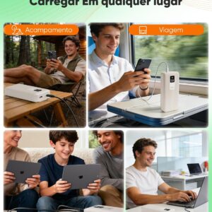 INAVA Power Bank, Carregador Portátil Universal 20000mAh, Carregamento Rápido 22.5W PD, Design Ergonômico, Compatível com iPhone 17/16/15/14/13/12 e Android, Ideal para Viagens (Branco) - Imagem 8