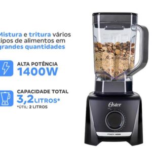 Liquidificador Oster 1400 Full OLIQ610 Preto 15 Velocidades + Pulsar 1400W - Imagem 3