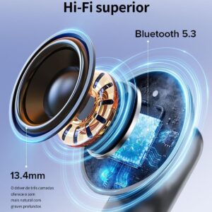 Fones de Ouvido Bluetooth 5.3 Fones de Ouvido Sem Fio, Preto | 42 Horas de Reprodução, Fones de Ouvido Esportivos, IPX5 à Prova d'Água, Graves Profundos, para iOS Android - Imagem 5