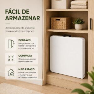 Mesa Dobrável 1,80m Branca | Portátil, Tipo Maleta com Alça, Resistente e Leve, Ideal para Camping, Praia, Jardim, Festas, Área Gourmet - Imagem 4