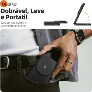 Basike Carregador Sem Fio, Carregador por Indução 15W Compatível para iPhone 16/15/14/13/12 Series e AirPods | Carregamento Rápido com Magnétic | Compatível com Qi (Cinza) - Imagem 5