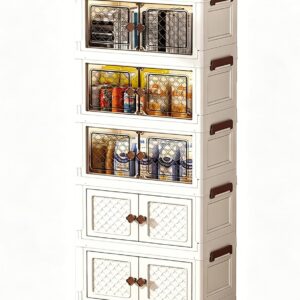 BEMMY Armário Multiuso Caixa Armazenamento Dobrável Rodinha,Armário Organizador Grande Dobrável de 5 Níveis 131.5 * 55 * 28CM - Imagem 9