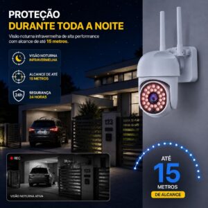 Câmera de Segurança WiFi Externa Full HD 1080P PTZ 355° 2 Antenas, Visão Noturna, Áudio Bidirecional, Rastreamento Automático, IP66, Acesso pelo Celular, Compatível com Cartão até 128GB - Imagem 4