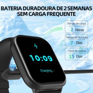 Relógio Digital Feminino Masculino Smartwatch Inteligente Bluetooth, Full Touch a Prova d 'água IP68 com 120+ Modos de Exercício e Esporte, Prata - Imagem 3