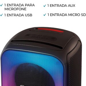 Caixa de Som PartyBox AIWA PB-07 Bluetooth 8H RGB USB TWS Preto - Imagem 8