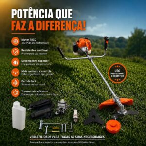 Roçadeira Profissional kNakasaki 75CC 3,6HP Gasolina Completa - Imagem 2