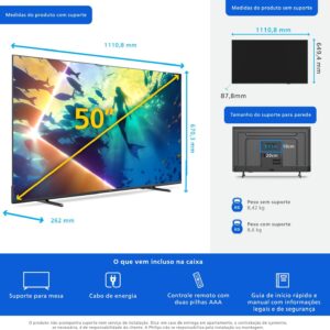 Smart TV Ambilight PHILIPS 50" 4K, 50PUG8100/78 | Comando de Voz, HDR10+/Dolby Atmos, VRR/ALLM, Bluetooth - Imagem 11